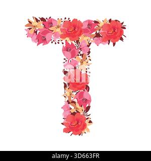 Vektor-Blumenbuchstabe, Großbuchstabe Stock Vektor