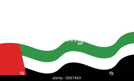 Dynamischer abstrakter Hintergrund mit den gewellten Farben der Flagge der Vereinigten Arabischen Emirate, ideal für patriotische Themen Stock Vektor