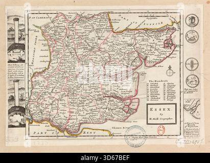 Karte von Essex von Herman Moll (1654–1732), separat erhältlich und als Teil seiner Serie Fifty New and Correct Maps of England and Wales. Um 1724 Stockfoto