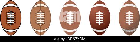 American Football Ball Vector Set Kollektion in modernen Glasstilen. Detaillierte Illustration des American Football-Symbols, perfekt für Apps und Web-de Stock Vektor