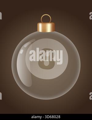 Vektorkugel aus Billardglas für stilvolle Weihnachten und Neujahr. Transparente Glaskugel-Vektor-Illustration für festliche Weihnachtsgrafik Stock Vektor