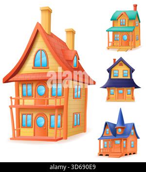 Casual Style Haus privates Gebäude Immobilien Cartoon Stock Vektor Illustration isoliert auf weißem Hintergrund Stock Vektor