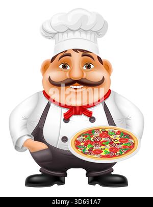 Küchenmann, der Gerichte und Speisen in der Küche vorbereitet Vektor-Illustration isoliert auf weißem Hintergrund Stock Vektor