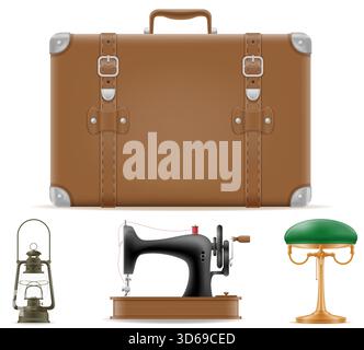 Retro inländische alte Vintage-Artikel Cartoon Stock Vektor Illustration isoliert auf weißem Hintergrund Stock Vektor