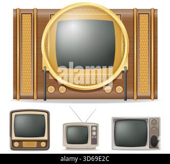 Retro-tv alte Vintage-Artikel Cartoon Stock Vektor Illustration isoliert auf weißem Hintergrund Stock Vektor