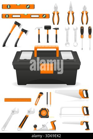 Werkzeuge für Reparatur Home Icons Cartoon stok Vektor Illustration isoliert auf weißem Hintergrund Stock Vektor