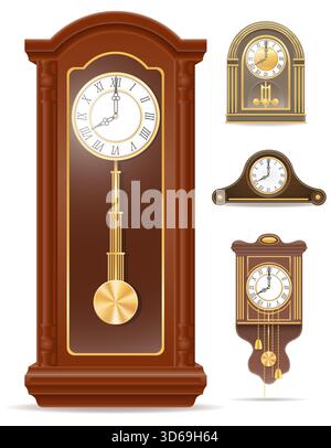 Retro-Uhr alte Vintage-Artikel Cartoon Stock Vektor Illustration isoliert auf weißem Hintergrund Stock Vektor