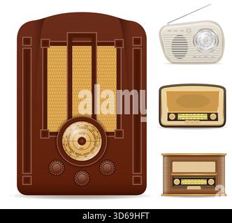 Retro-Radio alte Vintage-Artikel Cartoon Stock Vektor Illustration isoliert auf weißem Hintergrund Stock Vektor