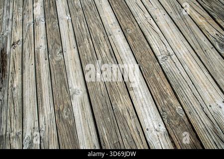 Verwitterte Holzdielen in Whangarei, Neuseeland Stockfoto