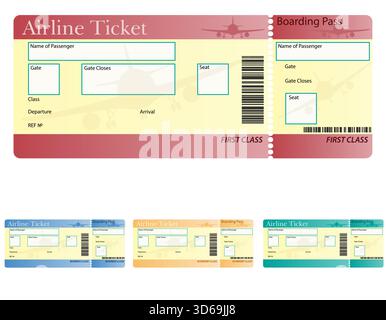 Ticket Airline Set Icons Cartoon Stock Vektor Illustration isoliert auf weißem Hintergrund Stock Vektor
