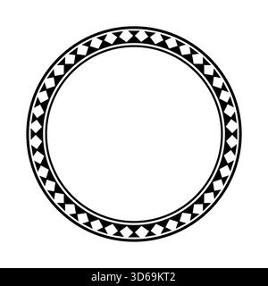 Rundes polynesisches Maori-Rahmendesign mit rundem Rand. Stock Vektor