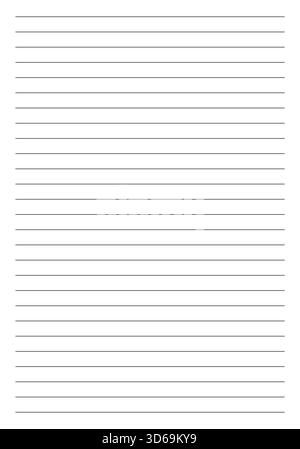 Leeres Blatt liniertes Papier. Papiertypografie-Vorlage für Notizen, Schreiben, Skizzieren, Journalisieren. Notizbuchpapier Liniertes Blatt, flaches Modell. Beladenes Blatt Stock Vektor