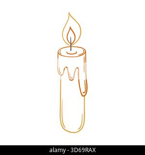 Weihnachtssymbol. Symbol für handgezeichnete Abbildungen. Kerze. Farbige Kontur. Design zum Ausmalen von Seiten, Postkarten. Symbol, Abzeichen, Schild Sticker Pin Logo Stock Vektor