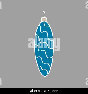 Weihnachten, Winter-Ikone. Weihnachtsschmuck. Handgezeichnete farbige Illustration auf grauem Hintergrund. Weiße Umrandung. Design für Postkarten und Banner Stock Vektor