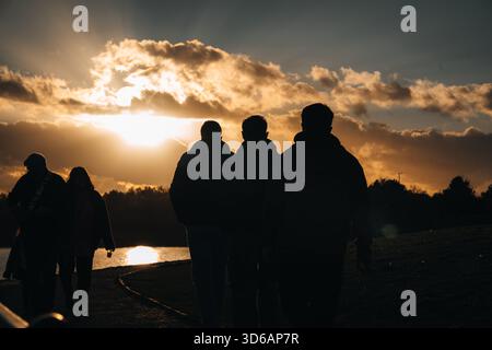 Erleben Sie die Golden Hour im Pugneys Country Park Stockfoto