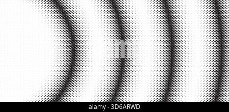 Dreieckiges rundes welliges Halbtonmuster Hintergrund. Abstrakte geometrische Kulisse mit trendigem Mosaikeffekt. Dynamisches Überblenden. Stock Vektor