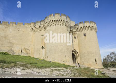 Stadttor mit zwei Türmen, Festung Saint-Andre, Gemeinde Villeneuve-les-Avignon, Avignon, Frankreich Stockfoto