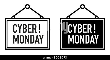 Cyber Monday Hanging Sign Banner-Symbol-Aktion. Vektorabbildung. Stock Vektor