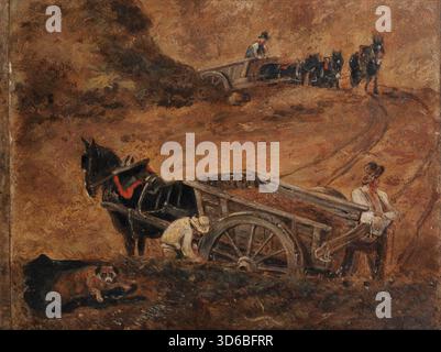 Studie von Figuren und Pferdewagen auf der Hampstead Heath, bestimmt für Branch Hill Pond, Hampstead. 1824. John Constable (Englisch, 1776-1837)" Stockfoto