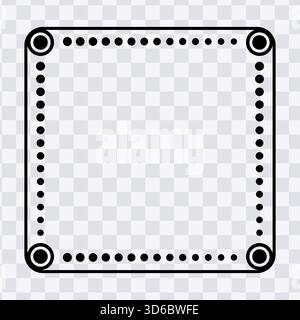 Geometrischer quadratischer Rand gepunktete Linien- und Kreisdekorationsvorlage. Vektorabbildung. Stock Vektor
