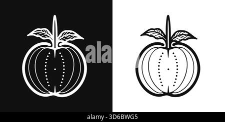 Ein stilvoller Kürbis mit Blatt in minimalistischem Design und gepunkteter Textur Stock Vektor