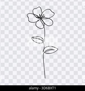 Botanische Blume eine durchgehende Linie Kunst Zeichnung Vektor Illustration Stock Vektor