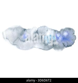 Weiche Wasserfarben mit sanften Grautönen und dezenten blauen Akzenten. Stimmungsvolle handgemalte Textur, perfekt für spirituelle Themen, künstlerische Themen Stockfoto