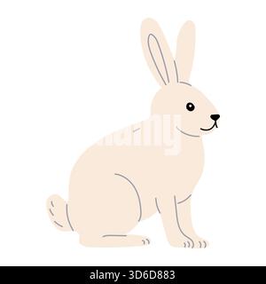 Arktischer Hase auf weißem Hintergrund, Vektorillustration in flacher Art Stock Vektor