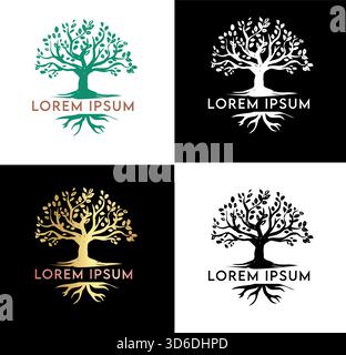 Logokollektion „Tree of Life“. Vektorabbildung Stock Vektor