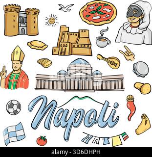 Neapel Ikonen und Traditionen. Vektorabbildung Stock Vektor