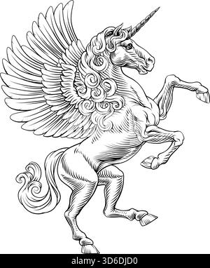 Wappenwappen Crest Unicorn Pegasus Stock Vektor