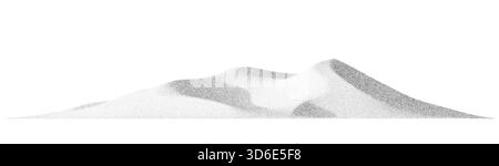 Abstrakte Bergillustration in Stippelschattierung. Gradienten, Punkte und Halbtonverläufe bilden eine Retro-strukturierte Landschaft Stock Vektor