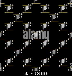 Börsenhandel Analyse Vektor Kerzendiagramm im Bereich Konzept nahtloses Muster im Umrissstil Stock Vektor