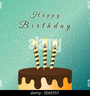 Happy Birthday Cake Card Mit Kerzen Vektor Illustration. Stock Vektor