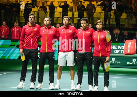 Bologna, Bretagne, Italien. November 2025. Team Spanien während des Davis Cup 2025, Finale 8, Tennisveranstaltung am 19. November 2025 in Bologna, Italien - Foto Laurent Lairys (Foto: © Laurent Lairys/ZUMA Press Wire) NUR REDAKTIONELLE VERWENDUNG! Nicht für kommerzielle ZWECKE! Stockfoto