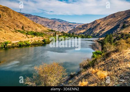 Hells Canyon Reservoir, am Snake River, Blick von der Hells Canyon Road (NF-454), nördlich von Copperfield, Idaho, USA Stockfoto