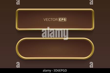 Moderne goldene Rahmenelemente mit luxuriöser brauner Füllung, präsentiert auf einem dezenten dunklen Hintergrund. Vektorabbildung Stock Vektor