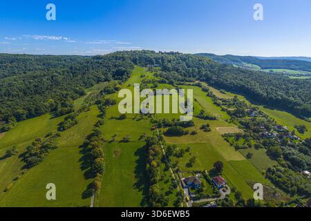 Blick auf die herbstliche Nürnberger Region rund um die Marktstadt Schnaittach Stockfoto