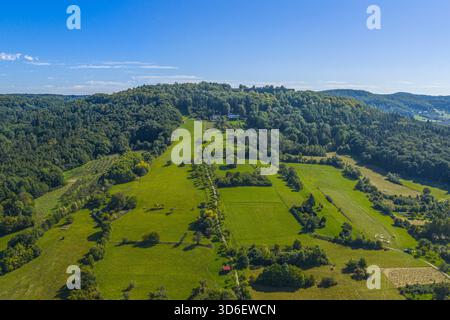 Blick auf die herbstliche Nürnberger Region rund um die Marktstadt Schnaittach Stockfoto