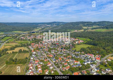 Blick auf die herbstliche Nürnberger Region rund um die Marktstadt Schnaittach Stockfoto