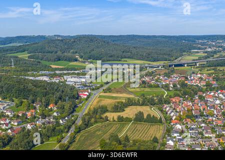 Blick auf die herbstliche Nürnberger Region rund um die Marktstadt Schnaittach Stockfoto
