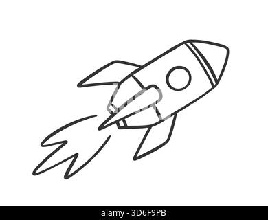 Raketenraumschiff handgezeichnete Doodle-Illustration Stock Vektor