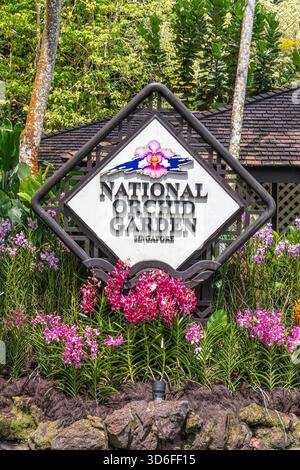Der Eingang zum National Orchid Garden in Singapur Botanic Gardens, Singapur, Südostasien Stockfoto