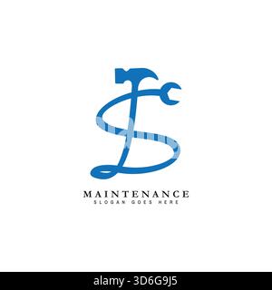 Letter S House Maintenance Logo. Buchstabe S Symbol für Gebäudekonstruktion Stock Vektor