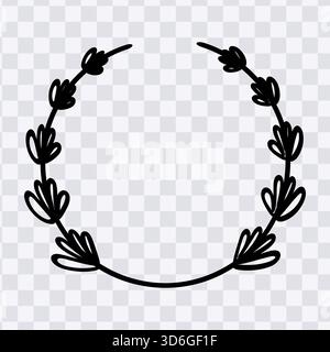 Vintage botanischer Kranz Kreis Linie Art Grenze Illustration Element Vektor Stock Vektor
