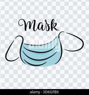 Hand gezeichnete Doodle chirurgische Gesichtsmaske abstrakte Vektor-Illustration Stock Vektor