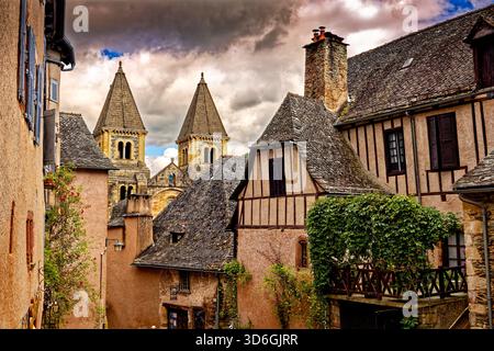 Straße Conques-en-Rouergue, Aveyron, Frankreich Stockfoto