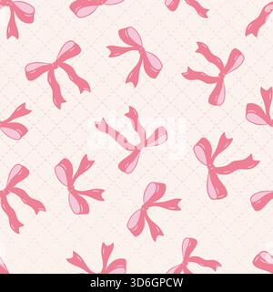 Coquette Schleife Nahtlose Vektormuster Girly Preppy Farmhouse Stoffdruck Feminine Valentinstag. Vektorabbildung Stock Vektor