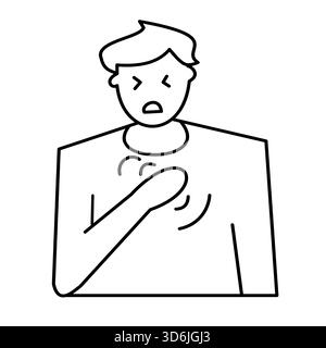 Mann leidet unter starken Brustschmerzen Herzproblem medizinische Linie Symbol nützlich für Healthcare Industrie ui App Stock Vektor