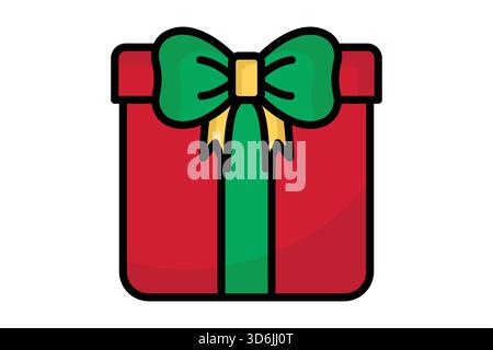 Symbol „Präsentieren“. Box mit Schleife. Farbiger Symbolstil. Symbol für weihnachten. Vektor-Illustration für weihnachtselemente Stock Vektor